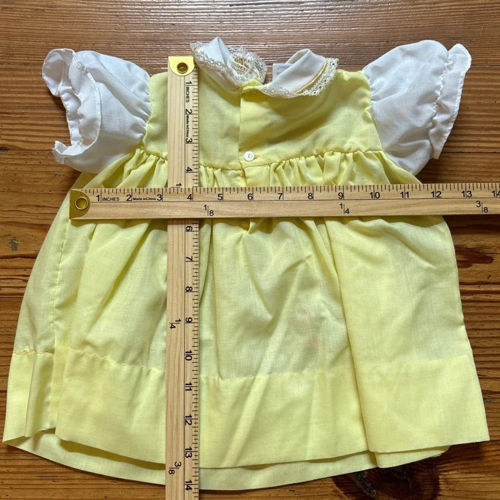 Celanese Fortrel Vintage Dress Kids Yellow Good Floral Gingham Applique SIZE‎ 6M